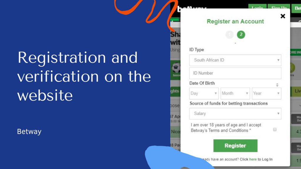 Registration and verification on the website Betway